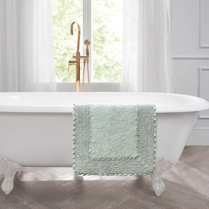 Ruffle Border 100% Cotton Bath Rug, Sage Green, 17"x 24"