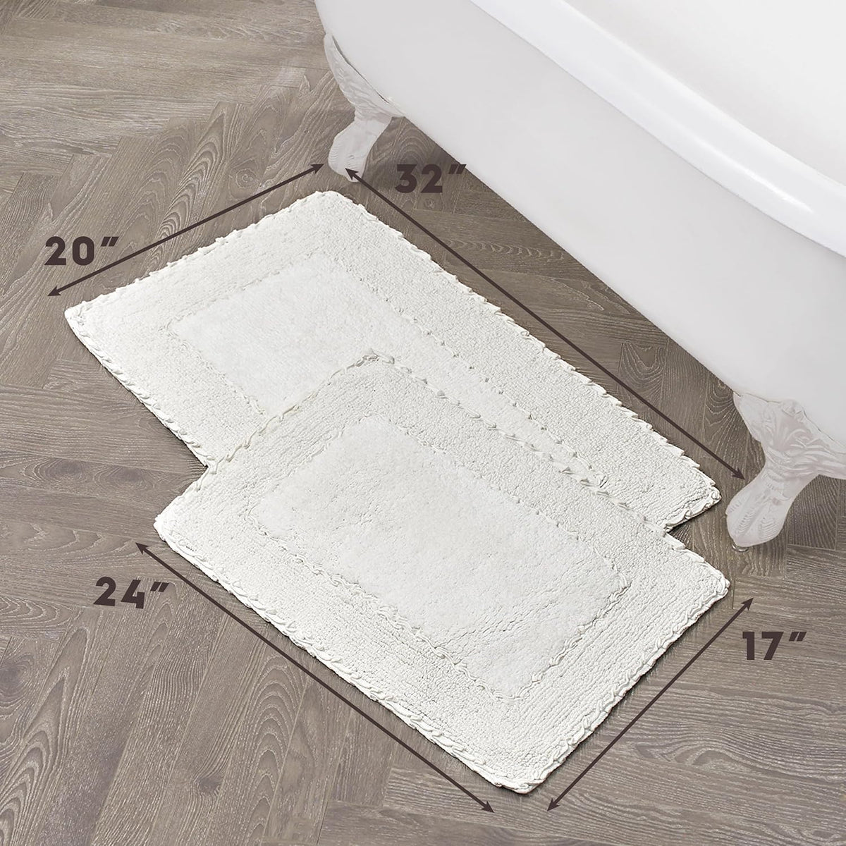 Ruffle Border 100% Cotton Bath Rug, Sage Green, 17"x 24"