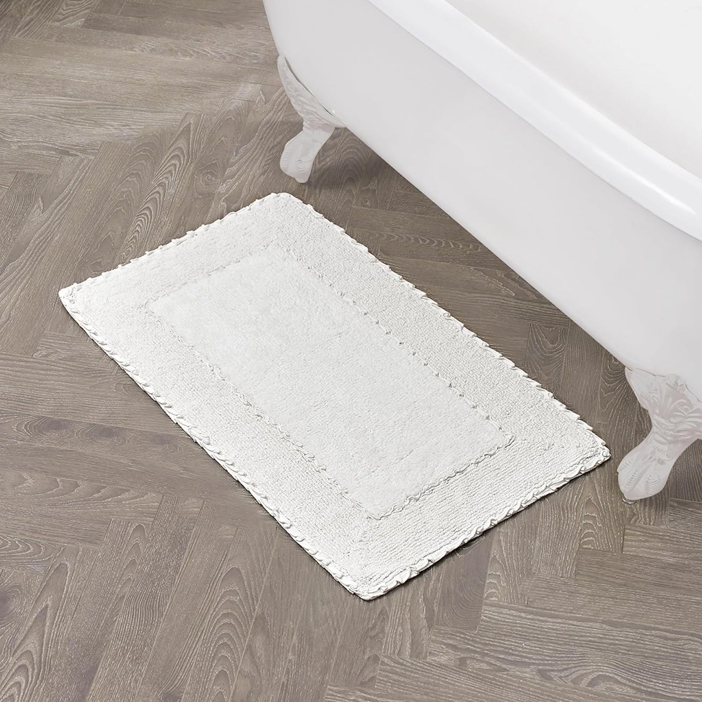 Ruffle Border 100% Cotton Bath Rug, Sage Green, 17"x 24"