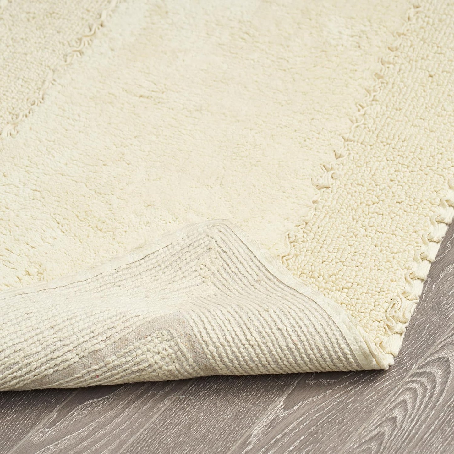 Ruffle Border 100% Cotton Bath Rug, Sage Green, 17"x 24"