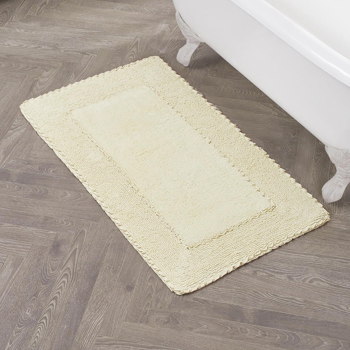 Ruffle Border 100% Cotton Bath Rug, Sage Green, 17"x 24"