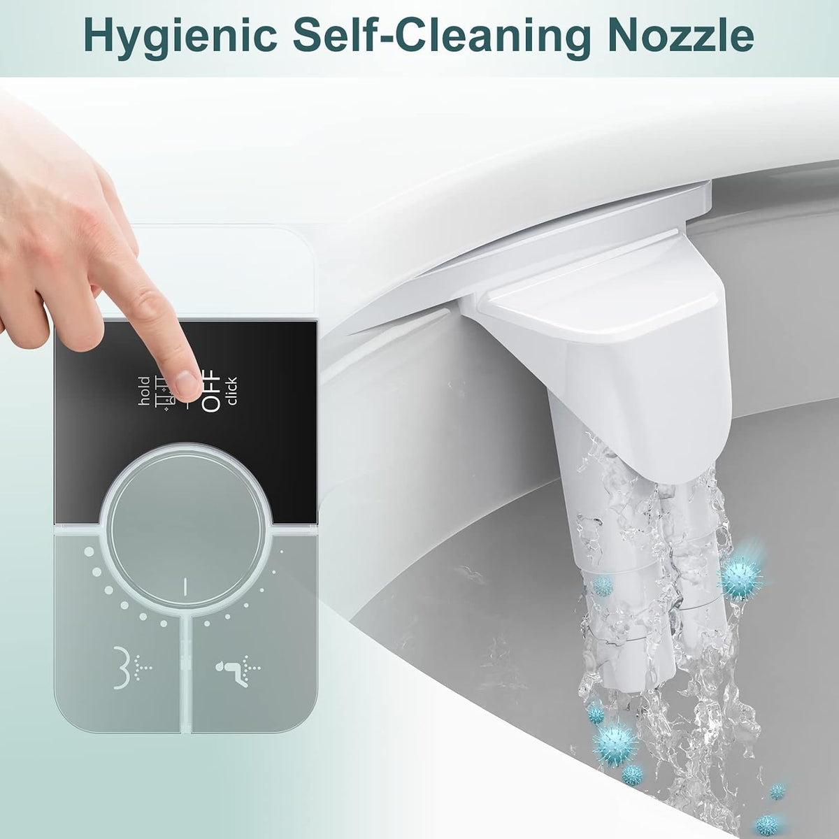 Bidet Attachment for Toilet, Ultra-Slim, Self Cleaning, Dual Nozzle, Feminine & Posterior Wash, Fresh Cold Water Sprayer, for Existing Toilets Seat, Baday Beday Badette Bedette, Silver