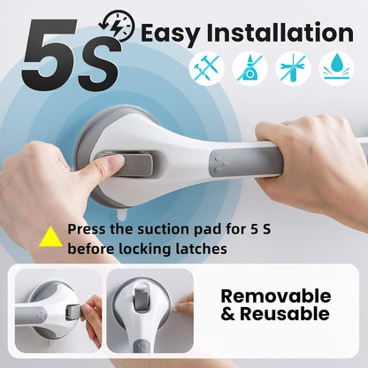 Grab Bars for Shower,Suction Shower Handles Rails,2 Pack,16.8",Grey