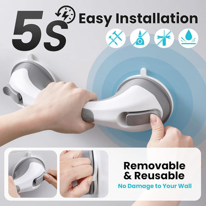 Grab Bars for Shower,Suction Shower Handles Rails,2 Pack,16.8",Grey