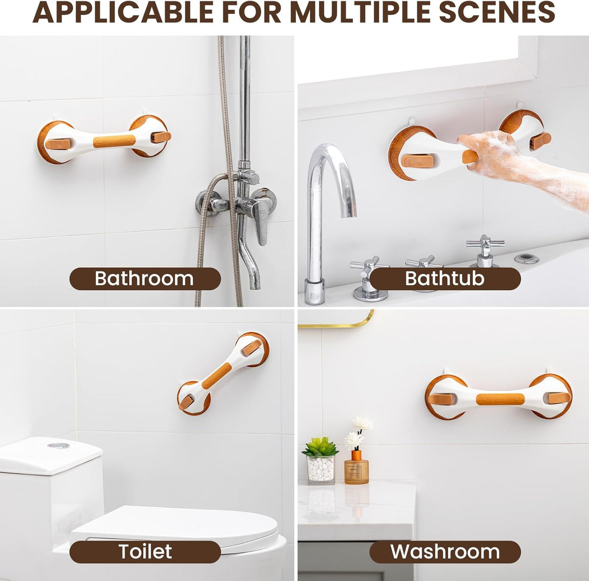 Grab Bars for Shower,Suction Shower Handles Rails,2 Pack,16.8",Grey