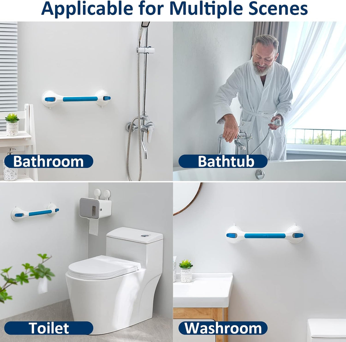Grab Bars for Shower,Suction Shower Handles Rails,2 Pack,16.8",Grey