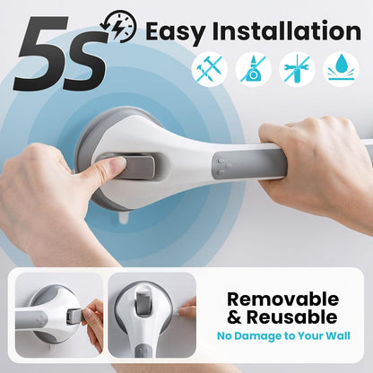 Grab Bars for Shower,Suction Shower Handles Rails,2 Pack,16.8",Grey