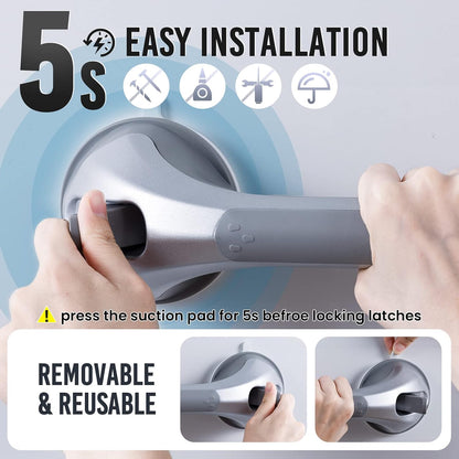 Grab Bars for Shower,Suction Shower Handles Rails,2 Pack,16.8",Grey