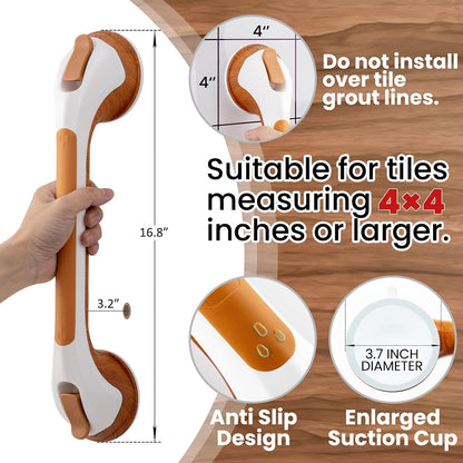 Grab Bars for Shower,Suction Shower Handles Rails,2 Pack,16.8",Grey