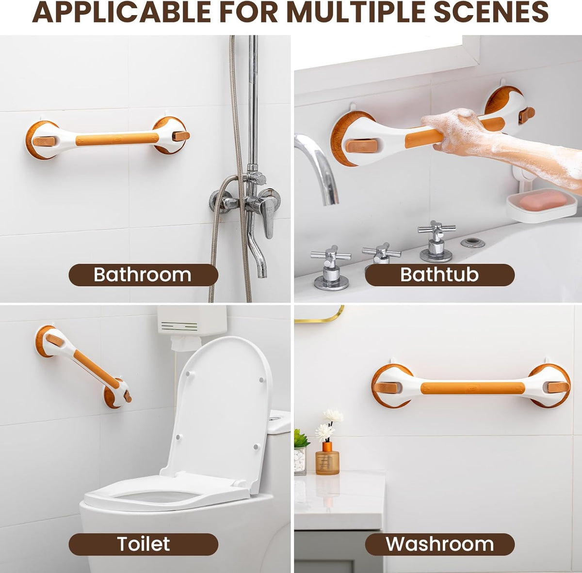Grab Bars for Shower,Suction Shower Handles Rails,2 Pack,16.8",Grey