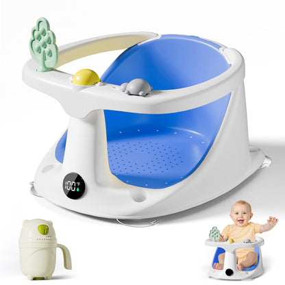 Baby Bath Seat,Bath Seats for Babies Sitting Up with Rinse Cup | Bath Seats for Babies 6 Months & Up,Non-Slip, Infant Bath Essentials,Gray
