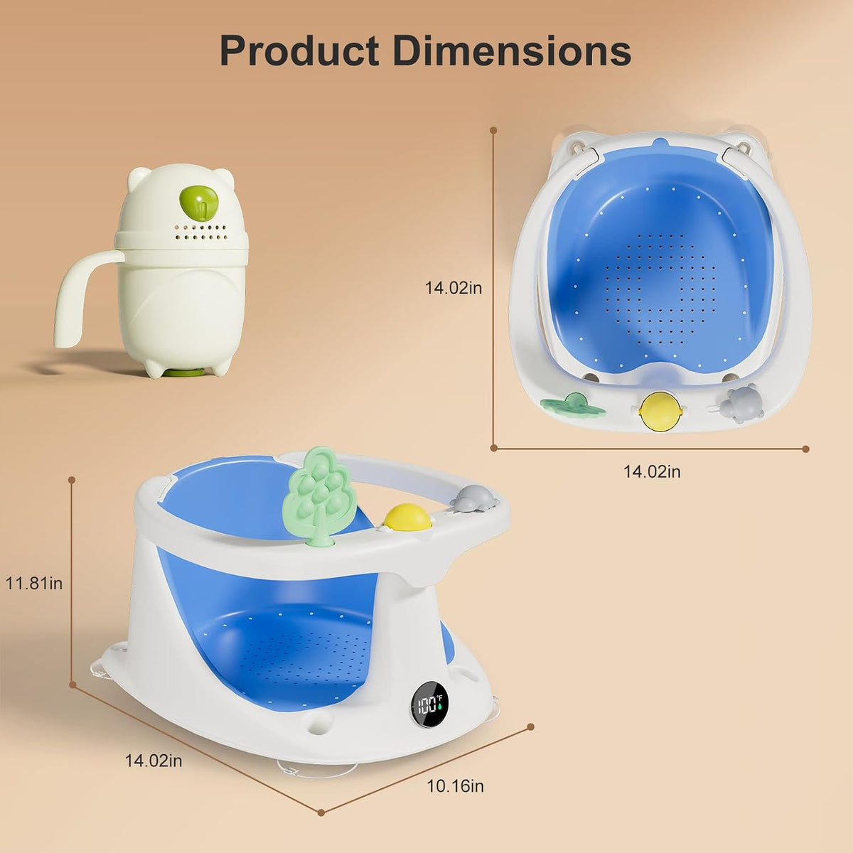 Baby Bath Seat,Bath Seats for Babies Sitting Up with Rinse Cup | Bath Seats for Babies 6 Months & Up,Non-Slip, Infant Bath Essentials,Gray