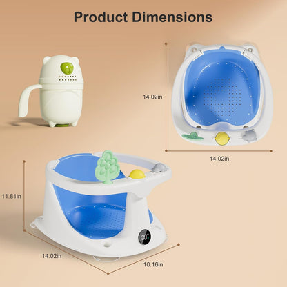 Baby Bath Seat,Bath Seats for Babies Sitting Up with Rinse Cup | Bath Seats for Babies 6 Months & Up,Non-Slip, Infant Bath Essentials,Gray