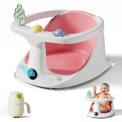 Baby Bath Seat,Bath Seats for Babies Sitting Up with Rinse Cup | Bath Seats for Babies 6 Months & Up,Non-Slip, Infant Bath Essentials,Gray