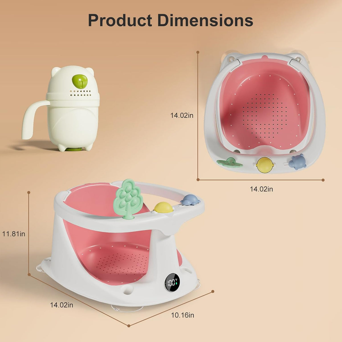Baby Bath Seat,Bath Seats for Babies Sitting Up with Rinse Cup | Bath Seats for Babies 6 Months & Up,Non-Slip, Infant Bath Essentials,Gray