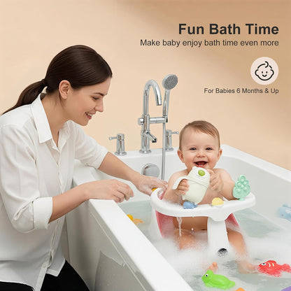 Baby Bath Seat,Bath Seats for Babies Sitting Up with Rinse Cup | Bath Seats for Babies 6 Months & Up,Non-Slip, Infant Bath Essentials,Gray