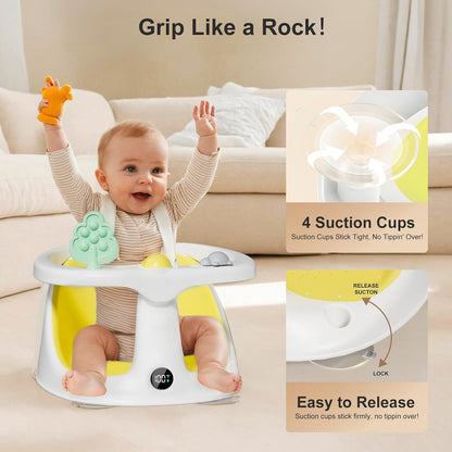 Baby Bath Seat,Bath Seats for Babies Sitting Up with Rinse Cup | Bath Seats for Babies 6 Months & Up,Non-Slip, Infant Bath Essentials,Gray