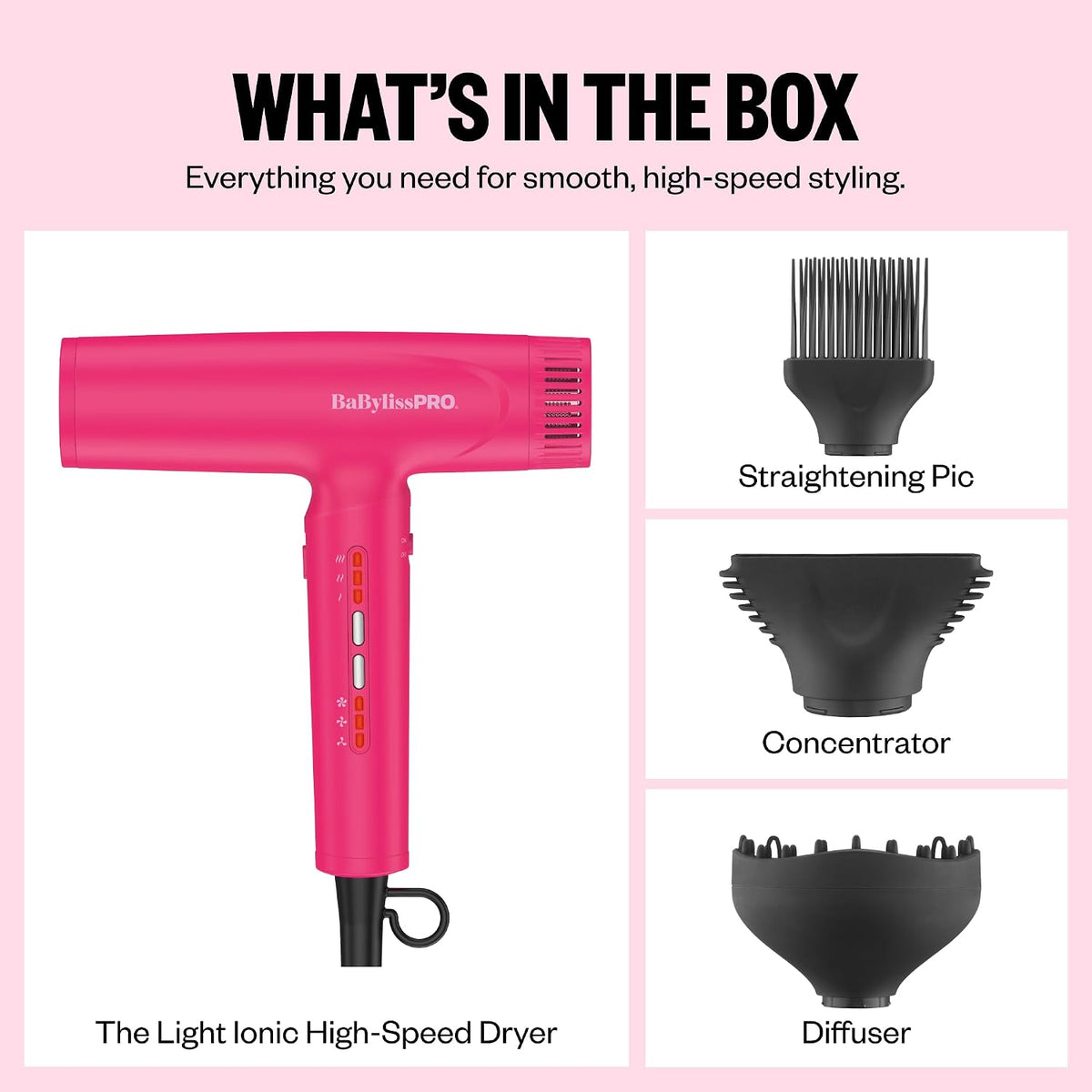 BaBylissPRO Nano Titanium Professional Nano Light Ionic Dual-Voltage Lightweight Hair Dryer