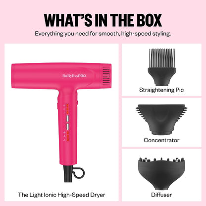 BaBylissPRO Nano Titanium Professional Nano Light Ionic Dual-Voltage Lightweight Hair Dryer