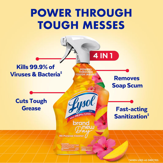 All Purpose Cleaner Spray, Multi-Purpose Disinfecting Spray, Kitchen & Bathroom Cleaner, Lemon Breeze Scent, 32 Fl Oz (Pack of 2)
