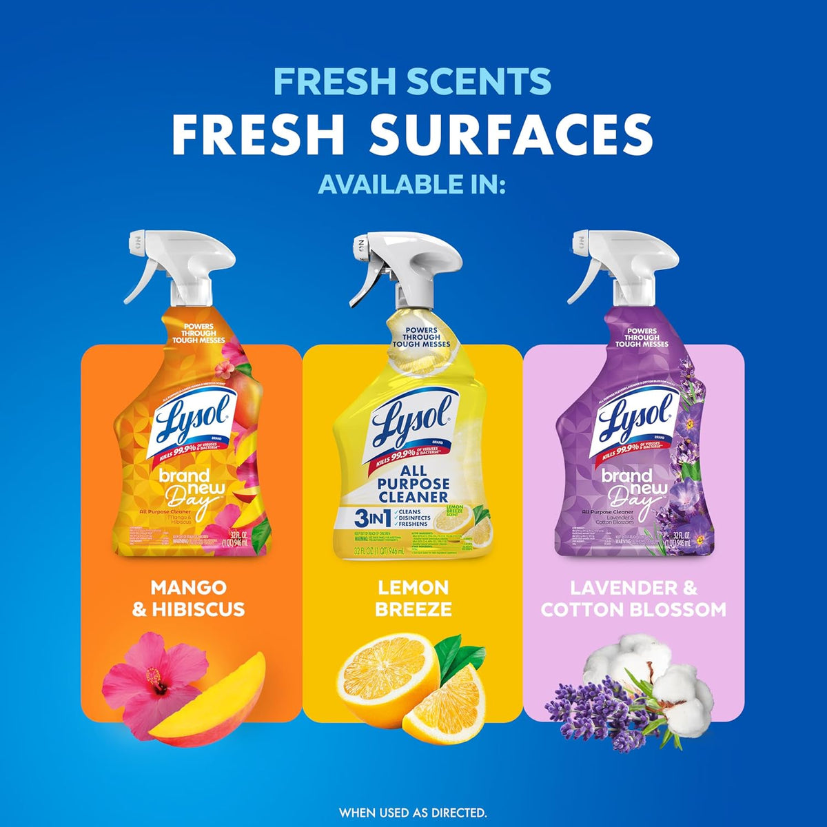 All Purpose Cleaner Spray, Multi-Purpose Disinfecting Spray, Kitchen & Bathroom Cleaner, Lemon Breeze Scent, 32 Fl Oz (Pack of 2)