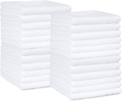 Fast Drying Cotton Washcloths for Bathroom, Machine Washable, Soft and Highly Absorbent, 12 x 12 in, White
