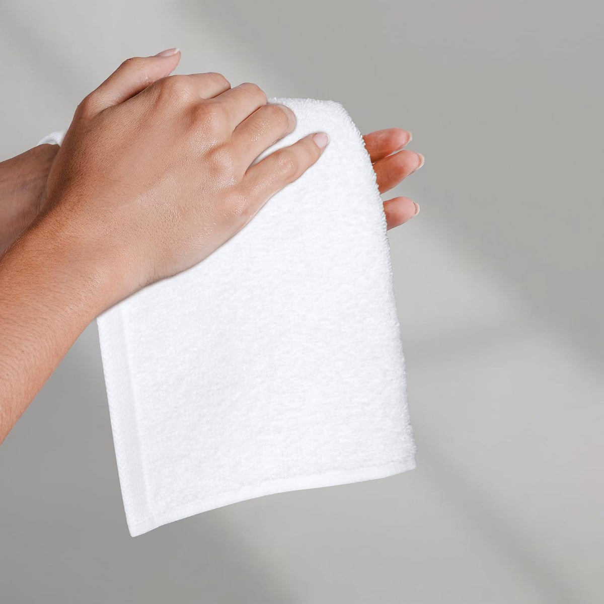 Fast Drying Cotton Washcloths for Bathroom, Machine Washable, Soft and Highly Absorbent, 12 x 12 in, White