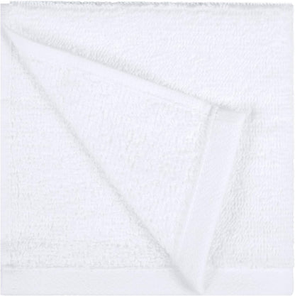 Fast Drying Cotton Washcloths for Bathroom, Machine Washable, Soft and Highly Absorbent, 12 x 12 in, White