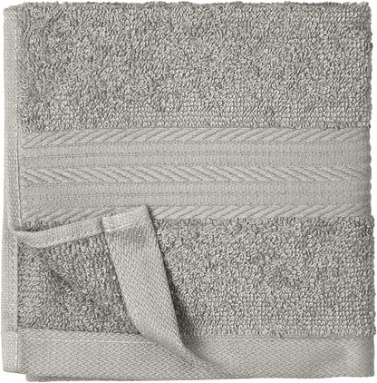 Fast Drying Cotton Washcloths for Bathroom, Machine Washable, Soft and Highly Absorbent, 12 x 12 in, White