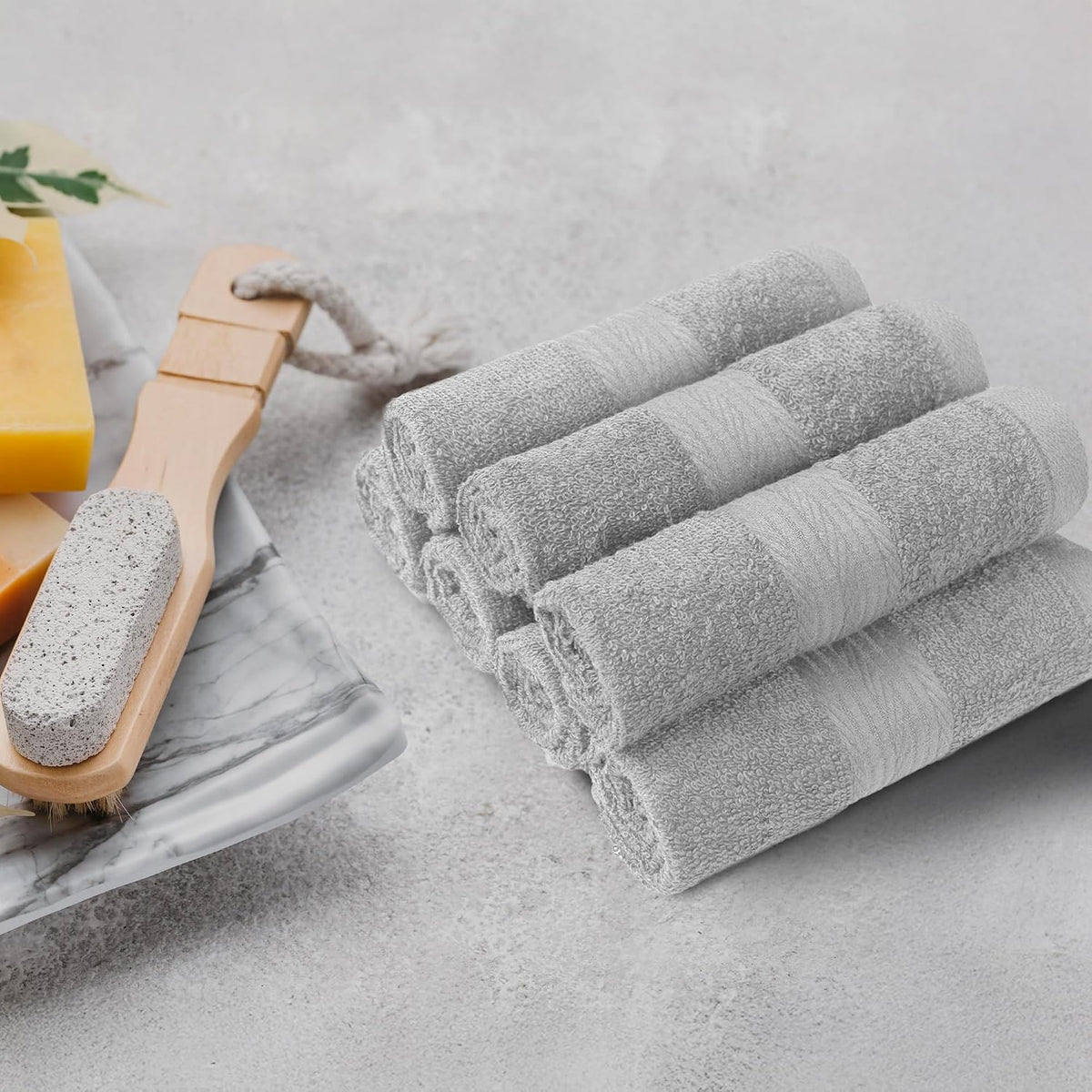 Fast Drying Cotton Washcloths for Bathroom, Machine Washable, Soft and Highly Absorbent, 12 x 12 in, White