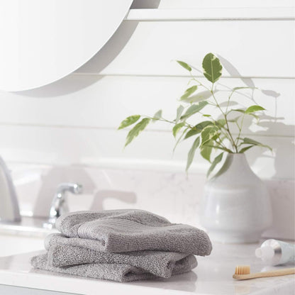 Fast Drying Cotton Washcloths for Bathroom, Machine Washable, Soft and Highly Absorbent, 12 x 12 in, White