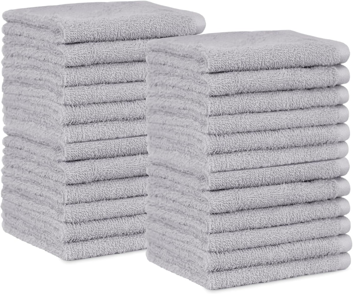 Fast Drying Cotton Washcloths for Bathroom, Machine Washable, Soft and Highly Absorbent, 12 x 12 in, White
