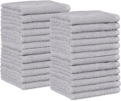 Fast Drying Cotton Washcloths for Bathroom, Machine Washable, Soft and Highly Absorbent, 12 x 12 in, White