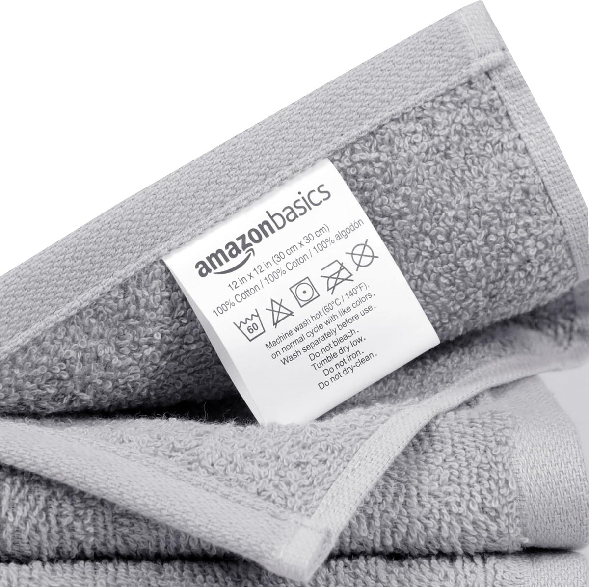 Fast Drying Cotton Washcloths for Bathroom, Machine Washable, Soft and Highly Absorbent, 12 x 12 in, White