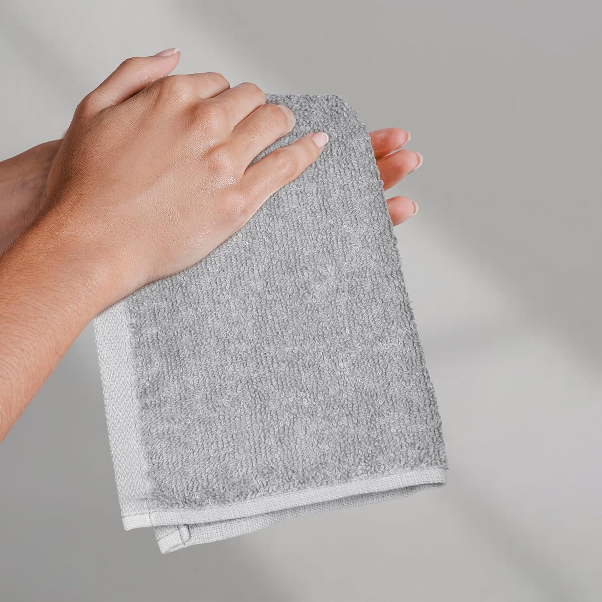 Fast Drying Cotton Washcloths for Bathroom, Machine Washable, Soft and Highly Absorbent, 12 x 12 in, White