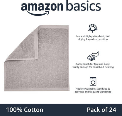 Fast Drying Cotton Washcloths for Bathroom, Machine Washable, Soft and Highly Absorbent, 12 x 12 in, White