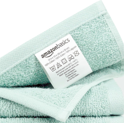 Fast Drying Cotton Washcloths for Bathroom, Machine Washable, Soft and Highly Absorbent, 12 x 12 in, White