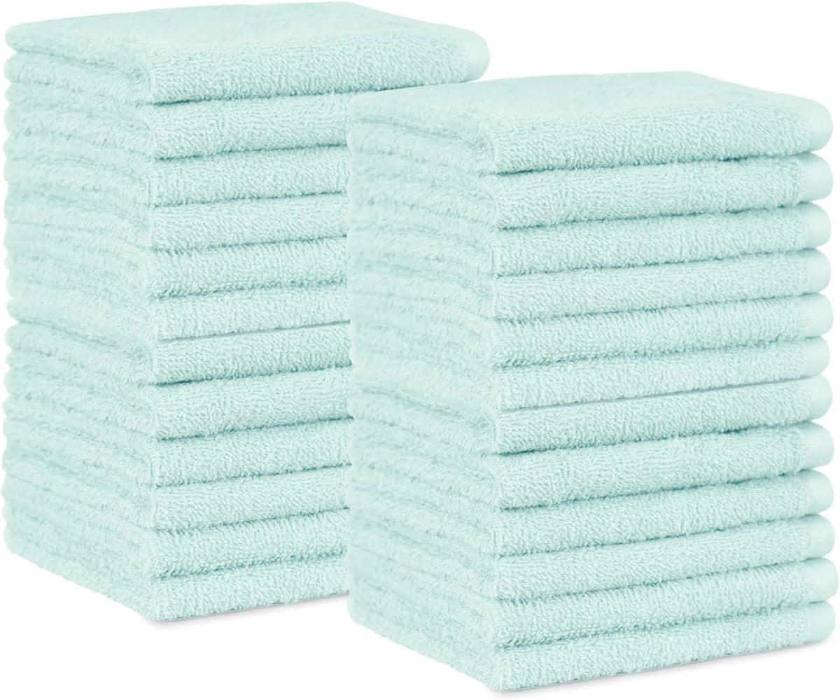 Fast Drying Cotton Washcloths for Bathroom, Machine Washable, Soft and Highly Absorbent, 12 x 12 in, White