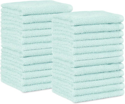 Fast Drying Cotton Washcloths for Bathroom, Machine Washable, Soft and Highly Absorbent, 12 x 12 in, White