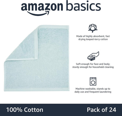 Fast Drying Cotton Washcloths for Bathroom, Machine Washable, Soft and Highly Absorbent, 12 x 12 in, White