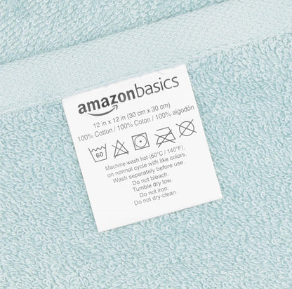 Fast Drying Cotton Washcloths for Bathroom, Machine Washable, Soft and Highly Absorbent, 12 x 12 in, White