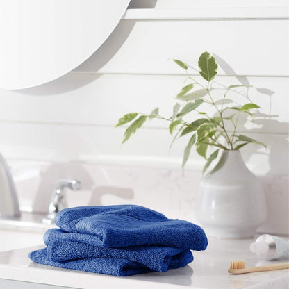 Fast Drying Cotton Washcloths for Bathroom, Machine Washable, Soft and Highly Absorbent, 12 x 12 in, White