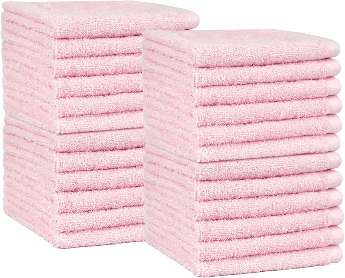 Fast Drying Cotton Washcloths for Bathroom, Machine Washable, Soft and Highly Absorbent, 12 x 12 in, White