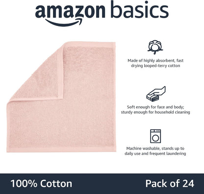 Fast Drying Cotton Washcloths for Bathroom, Machine Washable, Soft and Highly Absorbent, 12 x 12 in, White