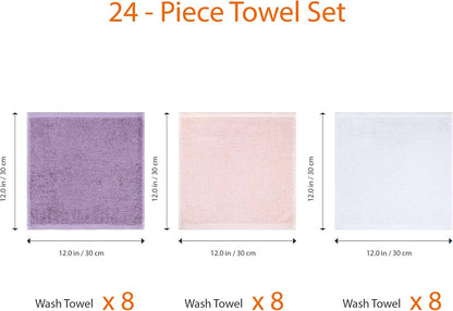 Fast Drying Cotton Washcloths for Bathroom, Machine Washable, Soft and Highly Absorbent, 12 x 12 in, White