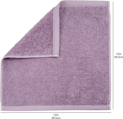 Fast Drying Cotton Washcloths for Bathroom, Machine Washable, Soft and Highly Absorbent, 12 x 12 in, White