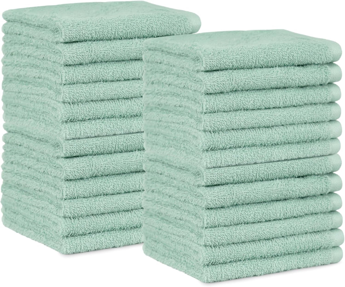 Fast Drying Cotton Washcloths for Bathroom, Machine Washable, Soft and Highly Absorbent, 12 x 12 in, White