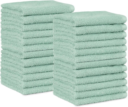 Fast Drying Cotton Washcloths for Bathroom, Machine Washable, Soft and Highly Absorbent, 12 x 12 in, White