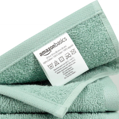 Fast Drying Cotton Washcloths for Bathroom, Machine Washable, Soft and Highly Absorbent, 12 x 12 in, White