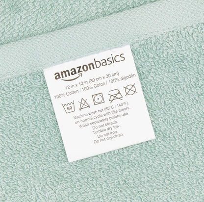 Fast Drying Cotton Washcloths for Bathroom, Machine Washable, Soft and Highly Absorbent, 12 x 12 in, White